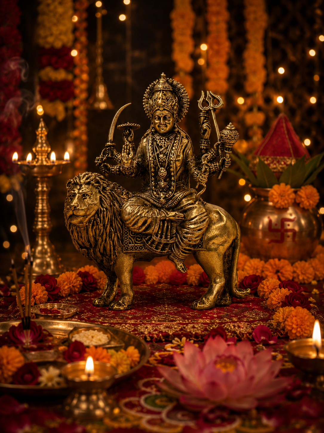 Mahishasura Mardini Durga Maa Brass Idol – 4-Inch