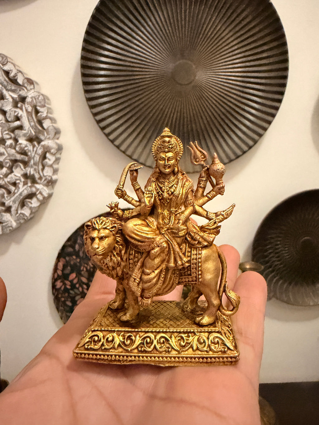 Mahishasura Mardini Durga Maa Brass Idol with base – 4-Inch