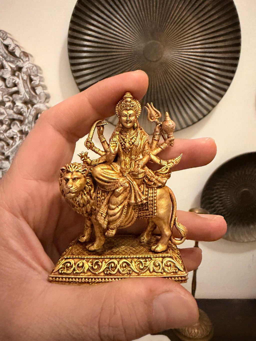 Mahishasura Mardini Durga Maa Brass Idol with base – 4-Inch