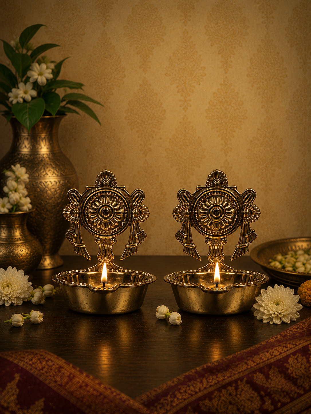 Kamakshi Brass Diya – 3-Inch- 2 Units