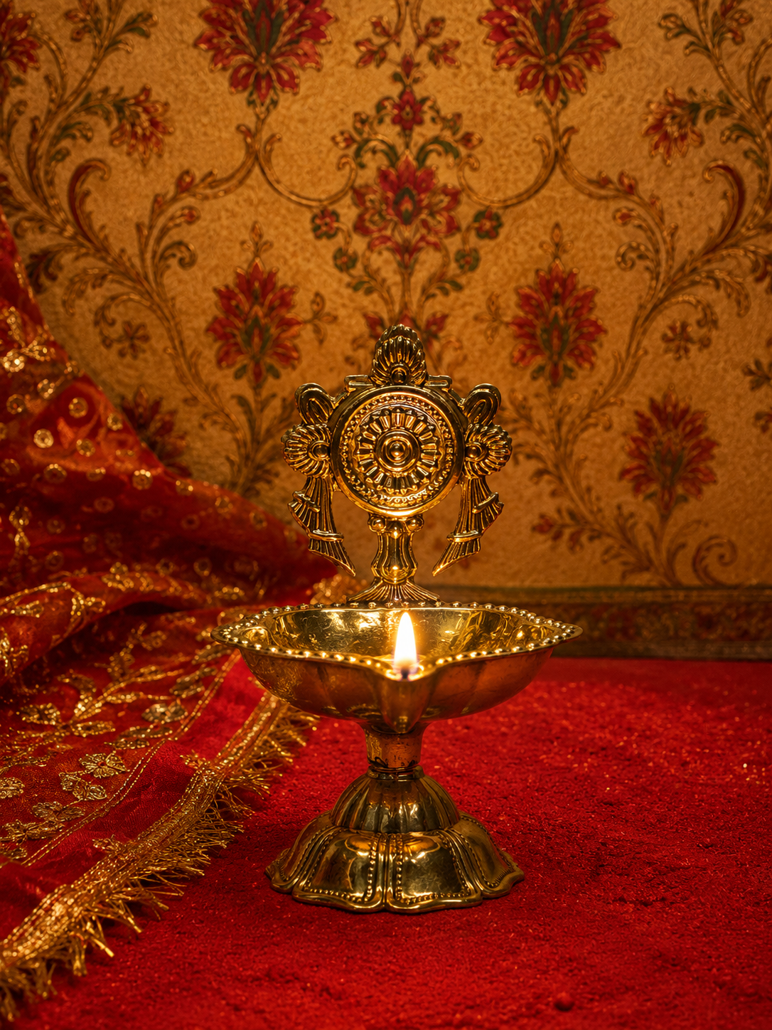 Standing Kamakshi Brass Diya – 3.5-Inch