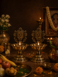 Standing Kamakshi Brass Diya – 3.5-Inch - 2 Units