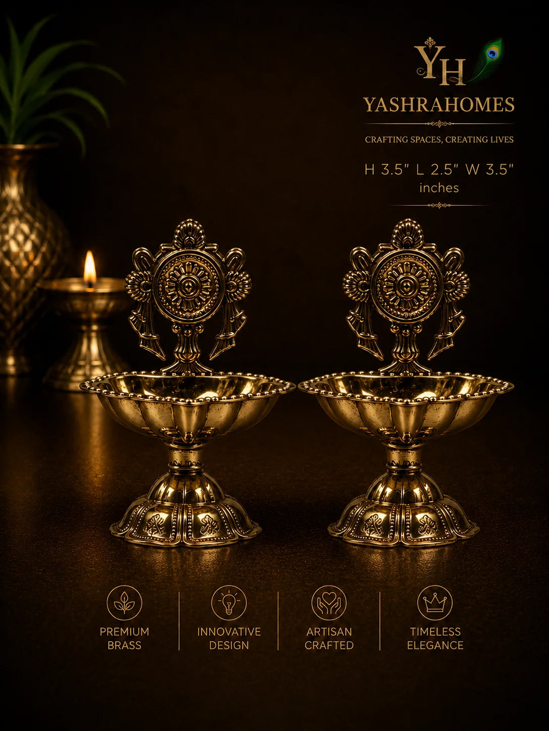 standing kamakshi diya pair