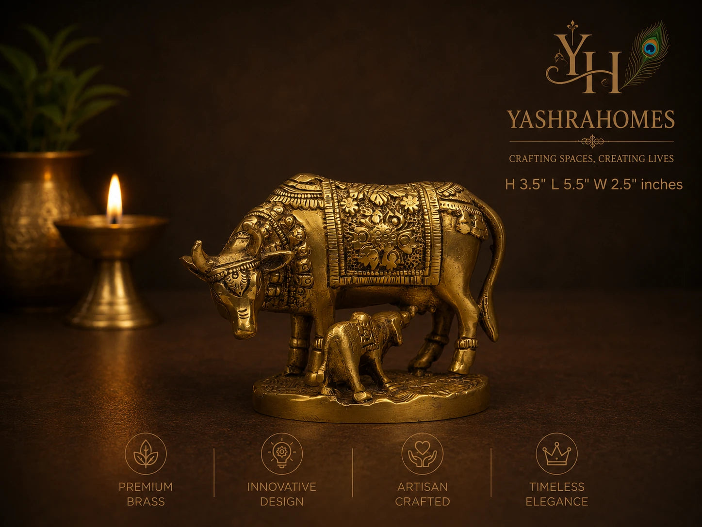 brass kamdhenu cow