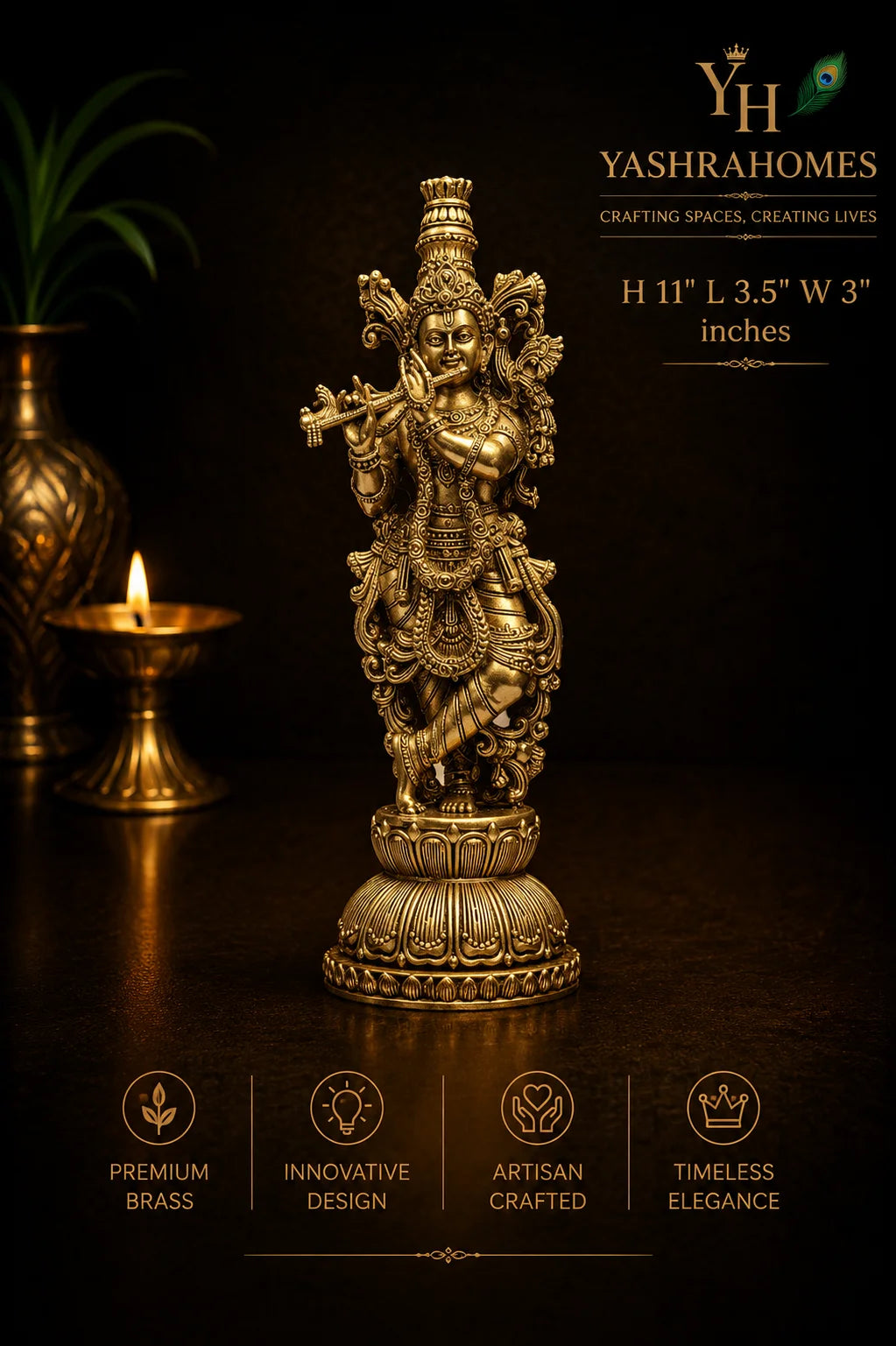Krishna brass idol