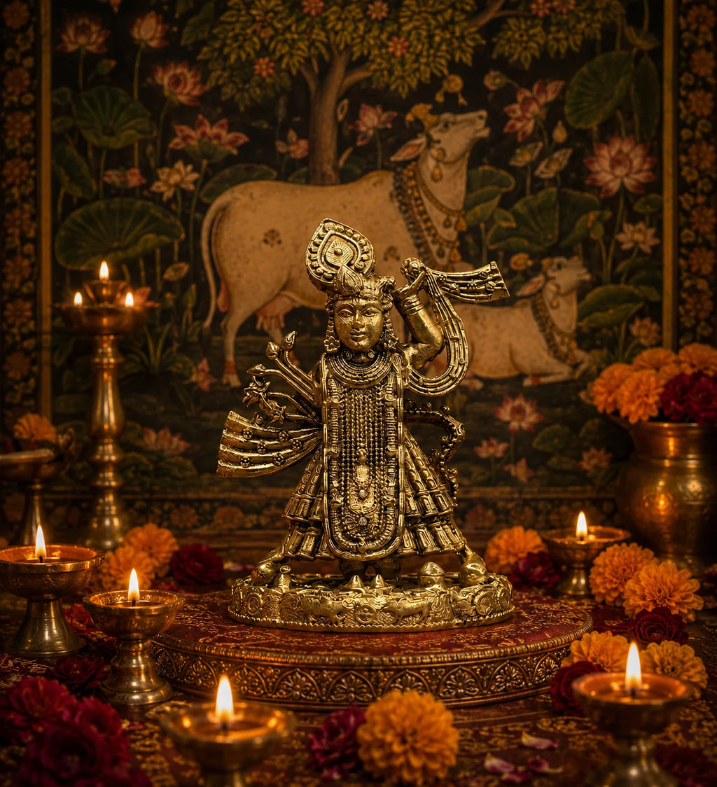 nathdwara krishna brass idol small
