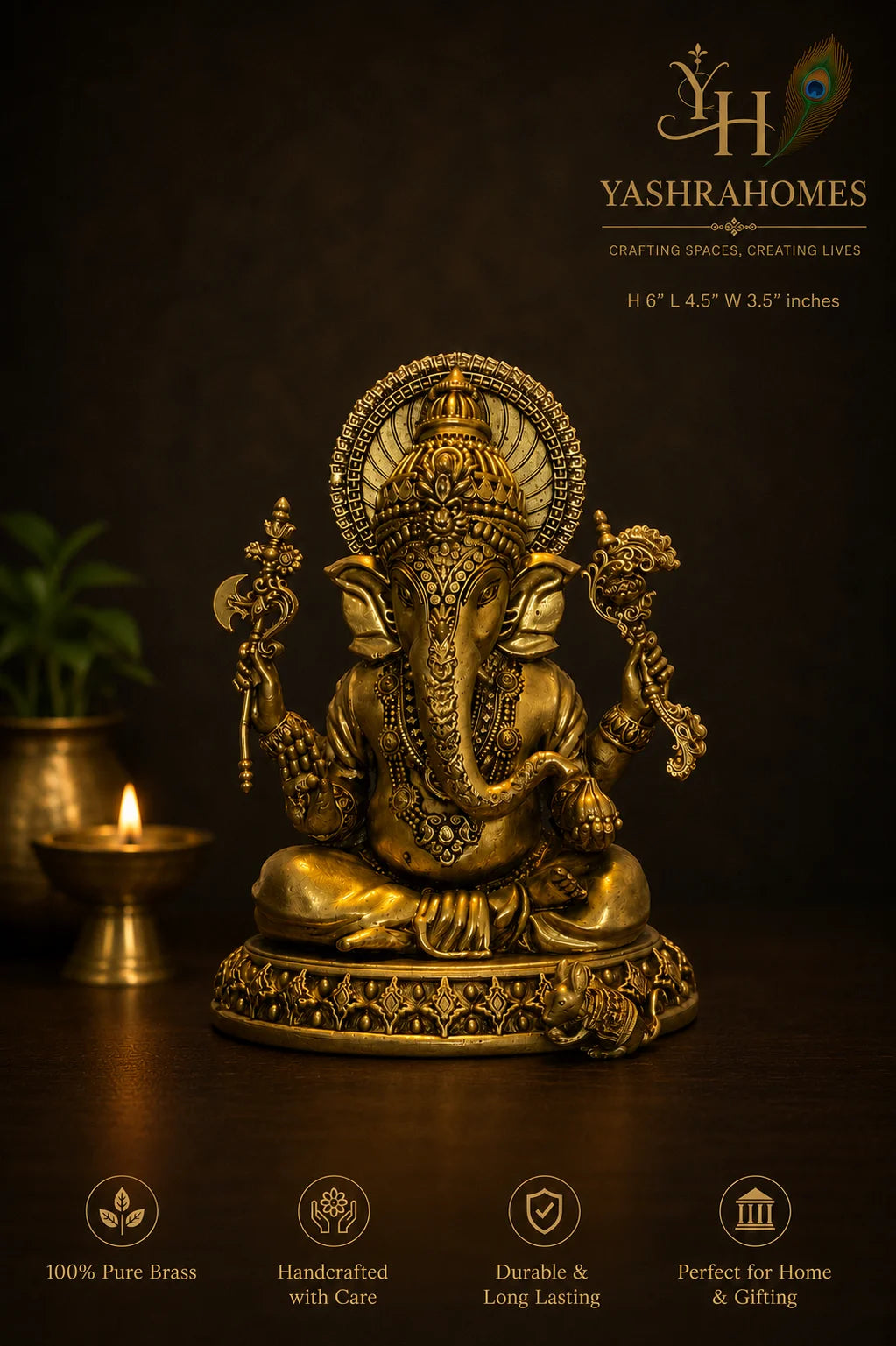 ganeshji idol brass intricate design