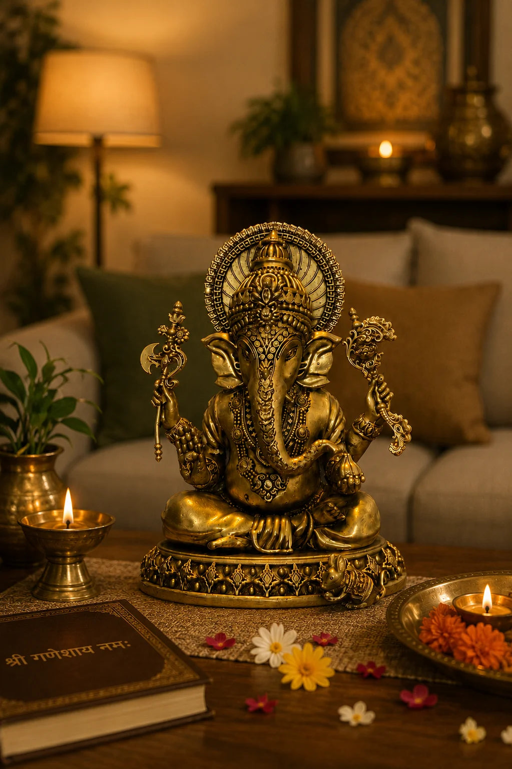 ganeshji idol brass intricate design 2