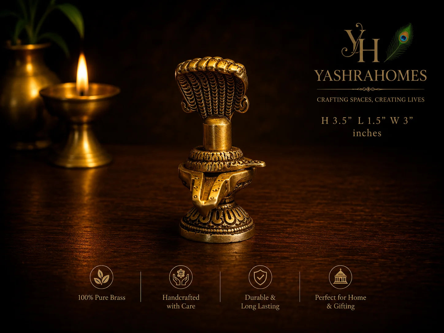 brass shivalinga front