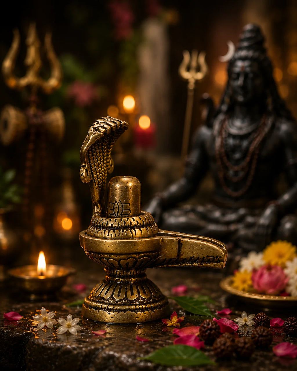 brass shivalinga staging