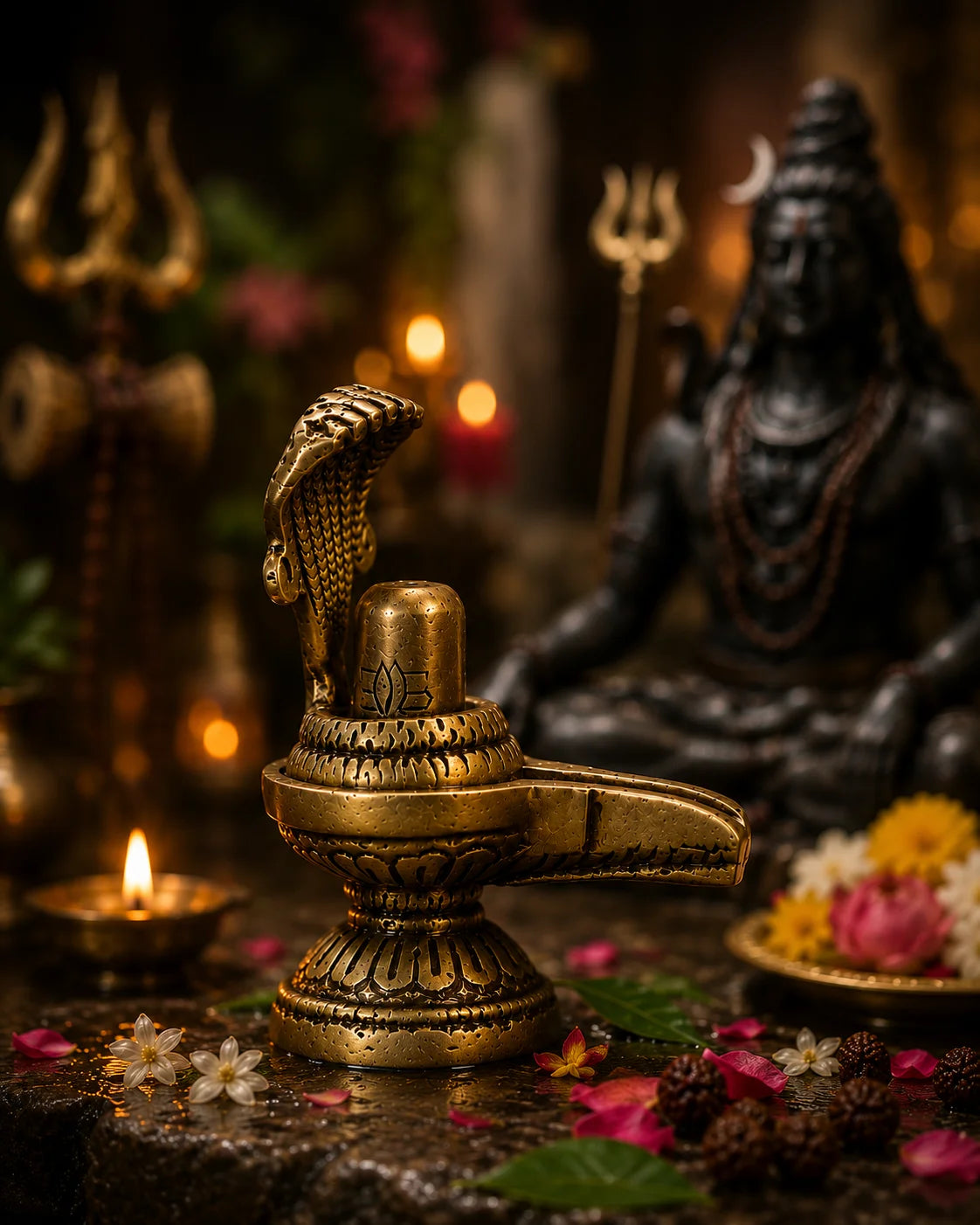 brass shivalinga staging
