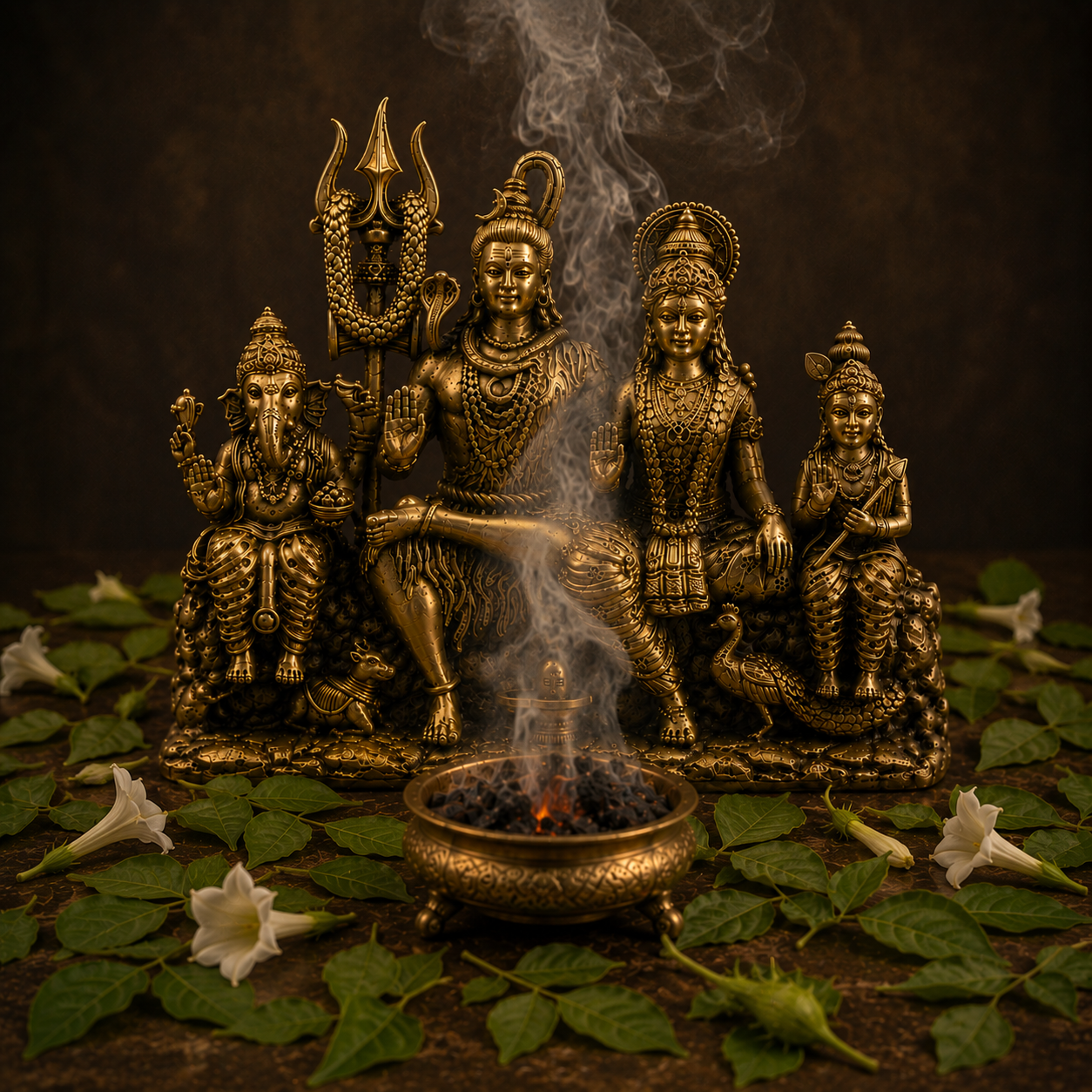 Premium Brass Shiv Parivar Idol 5-Inch