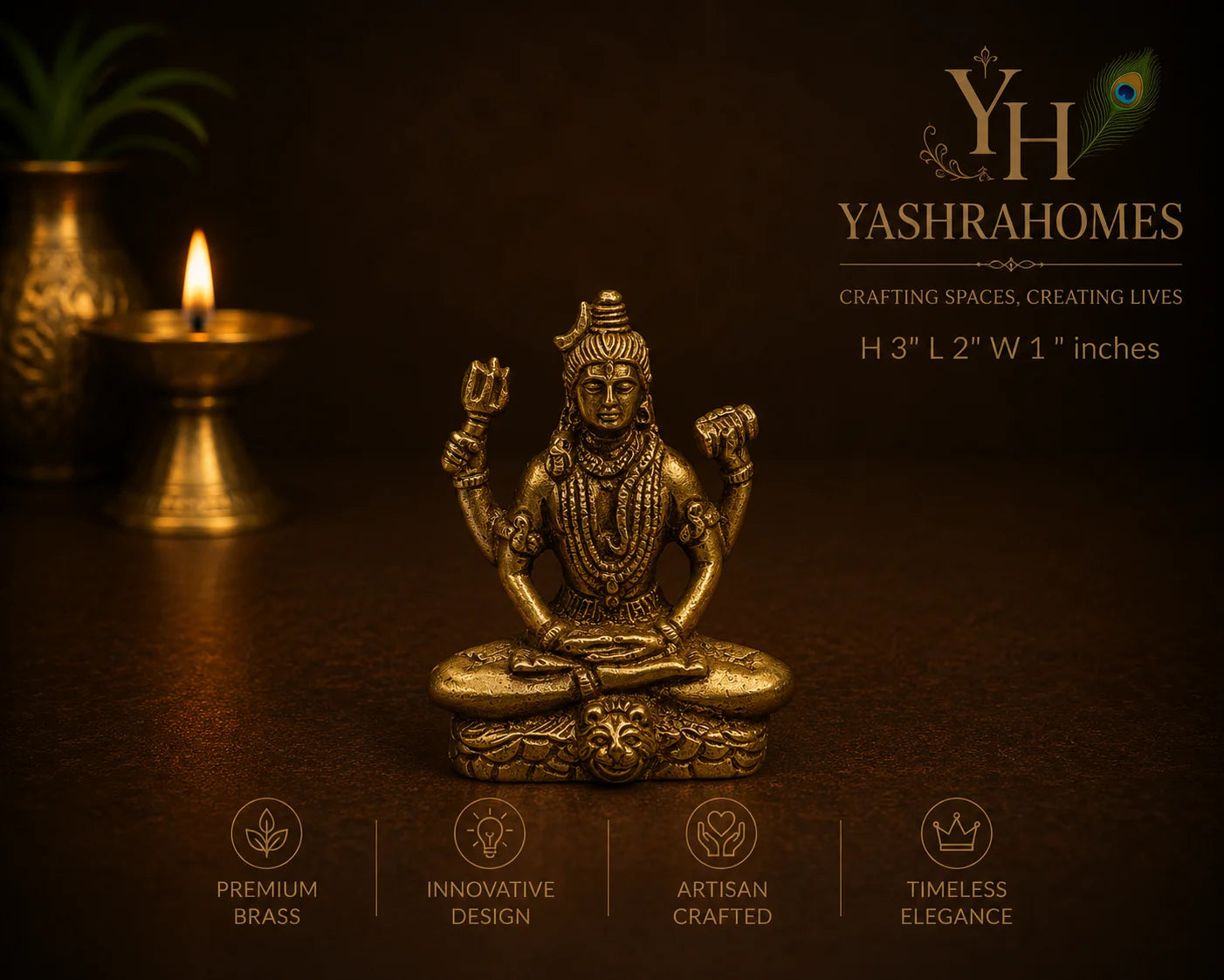 meditating shiva brass idol