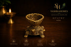 brass turtle diya intricate carving