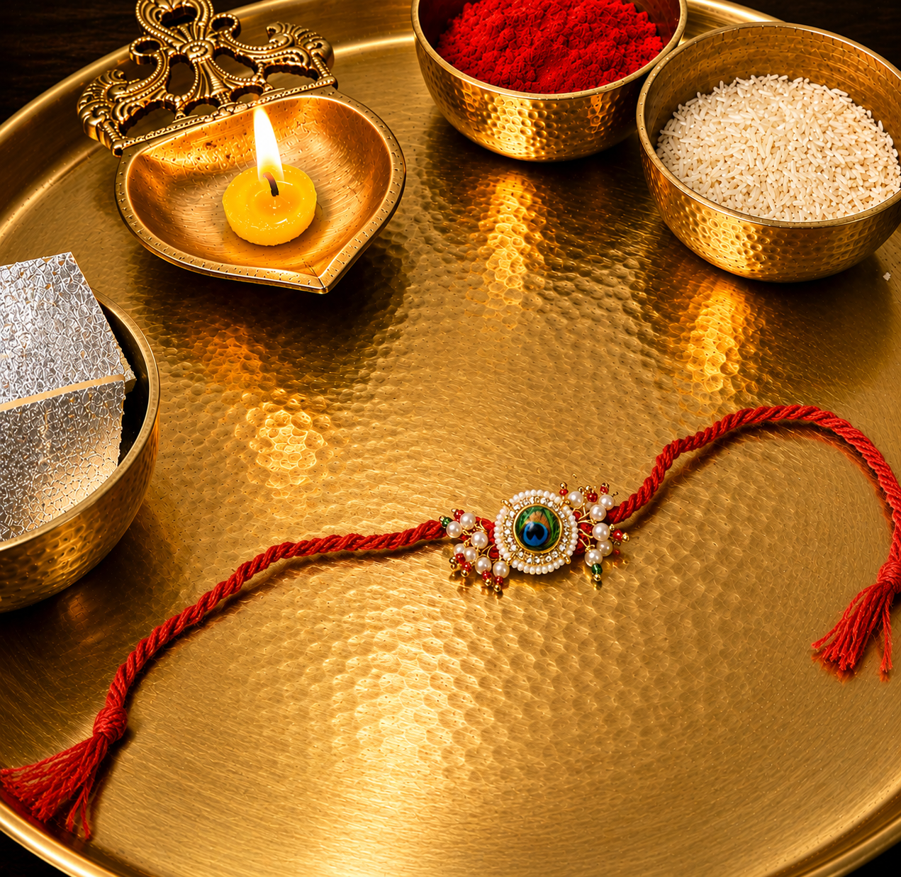 Royal Blue Mor Pankh Kundan Rakhi for Brother