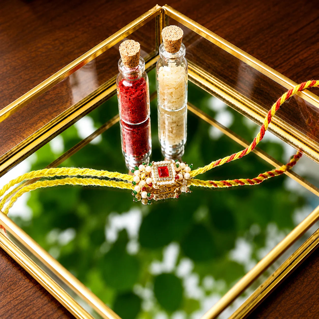 royal red square kundan rakhi