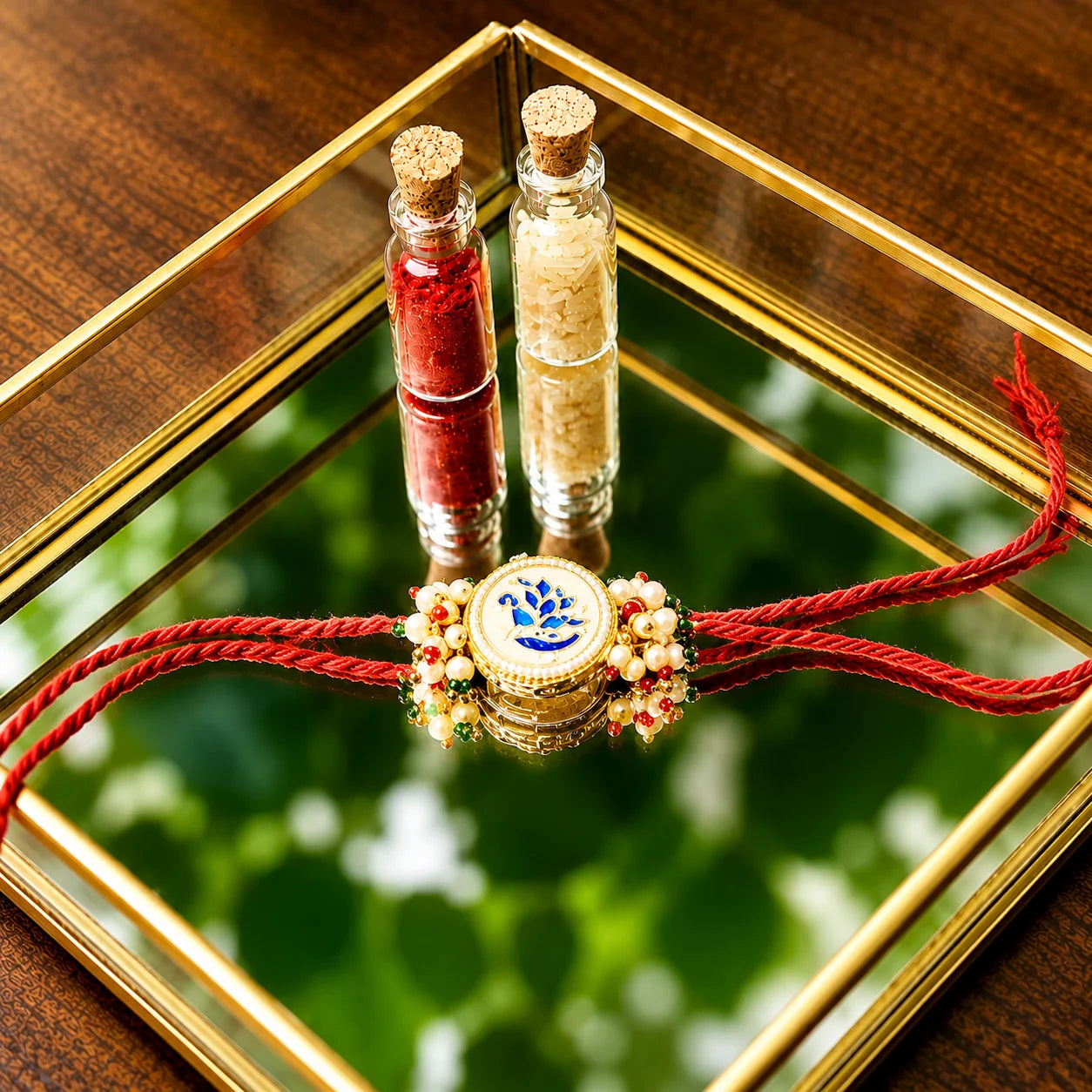 royal blue peacock kundan rakhi