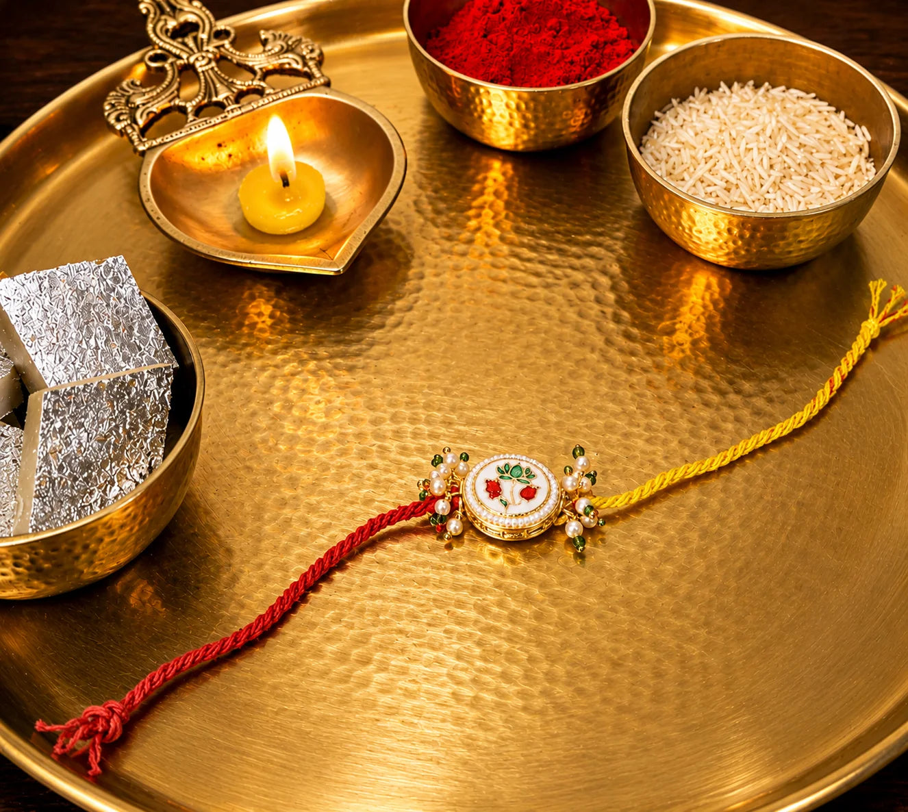 traditional kamal meenakari kundan rakhi