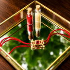Elegant Pink Square Kundan Rakhi for Brother