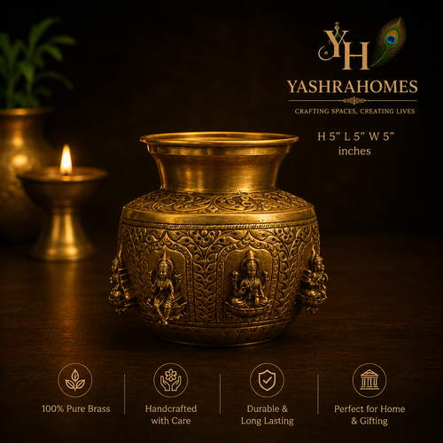 Ashtaa Lakshmi Kalash Small - Brass 5 Inch