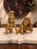 Laddu Gopal & Radha Rani Brass Idol Combo – 4 Inch & 3 Inch