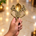Ornate Brass Aarti Diya Spoon with Handle – 8 Inch(386 Gm)