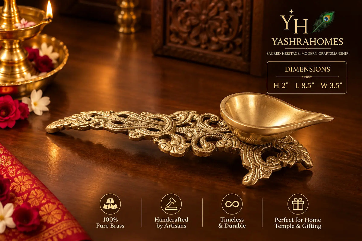 brass Aarti diya spoon side