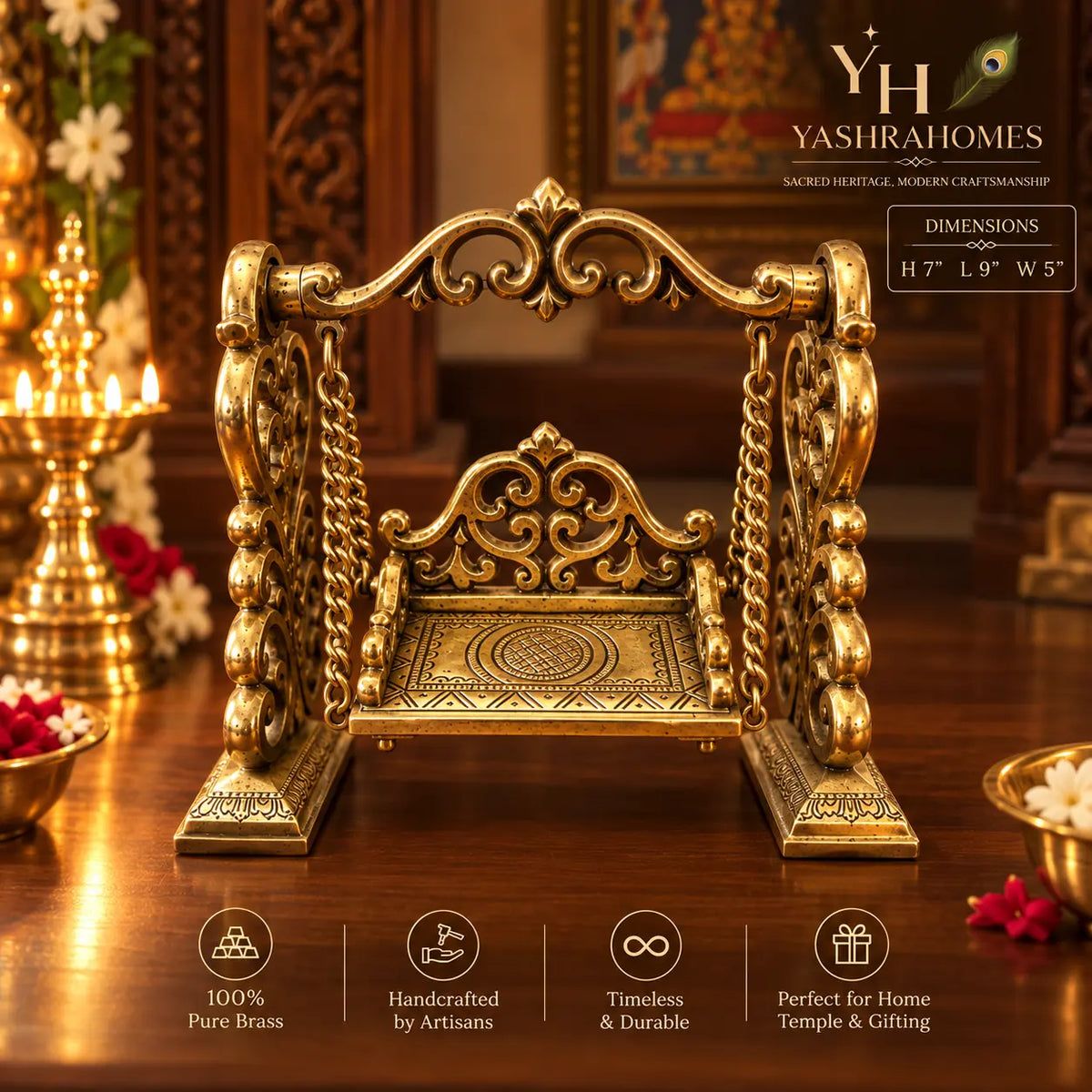 brass jhula carving seat