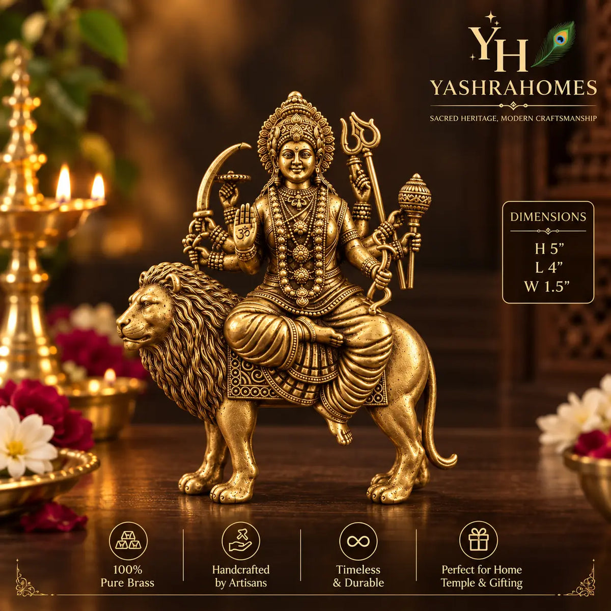 durga murti brass
