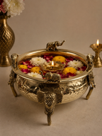 Royal Elephant Brass Urli Bowl – Medium 6 inch Diameter