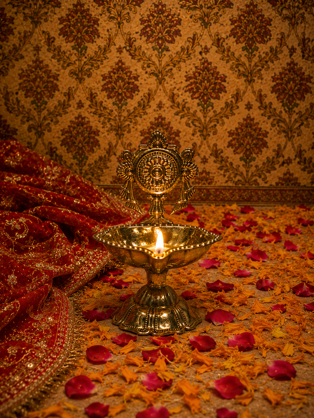 Standing Kamakshi Brass Diya – 3.5-Inch