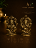 Laxmi Ganesh Brass Idol Set – 4.5-Inch Each