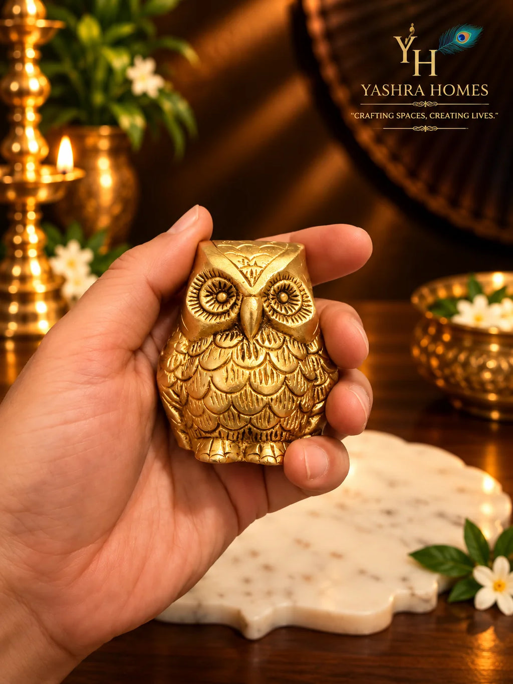 Brass Owl – 2.5 Inch | Handcrafted Symbol of Wisdom & Prosperity