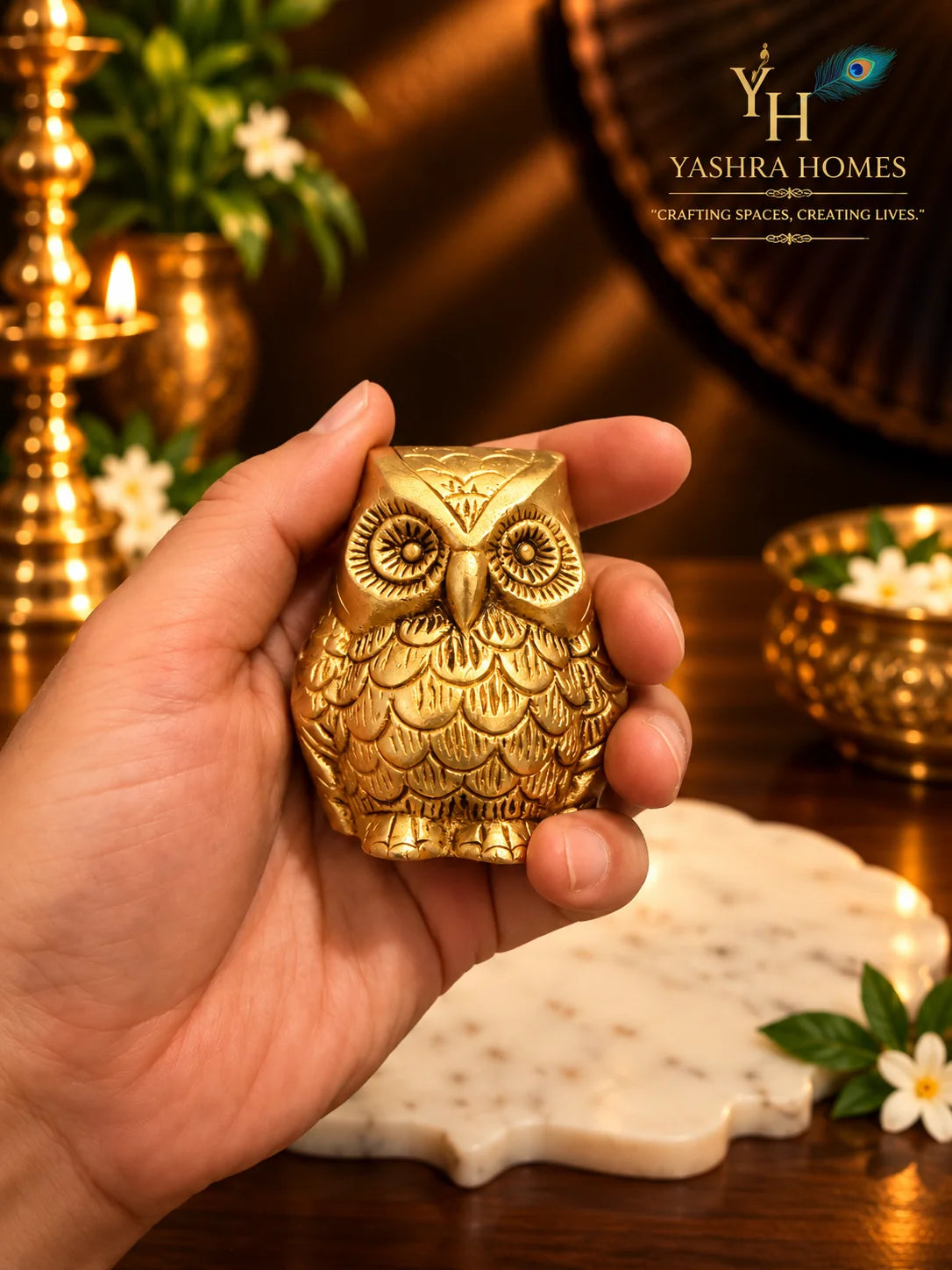 Brass Owl – 2.5 Inch | Handcrafted Symbol of Wisdom & Prosperity