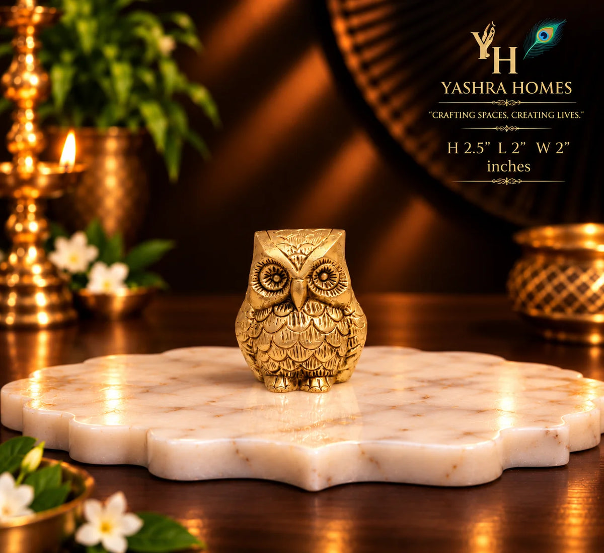 Brass Owl – 2.5 Inch | Handcrafted Symbol of Wisdom & Prosperity