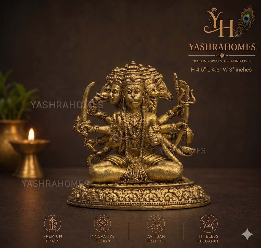 Handcrafted Panch Mukhi Hanumanji Murti for Protection & Strength 4.5-Inch