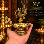 Brass Peacock Diya Heavy – 5.5-Inch 585 Gm