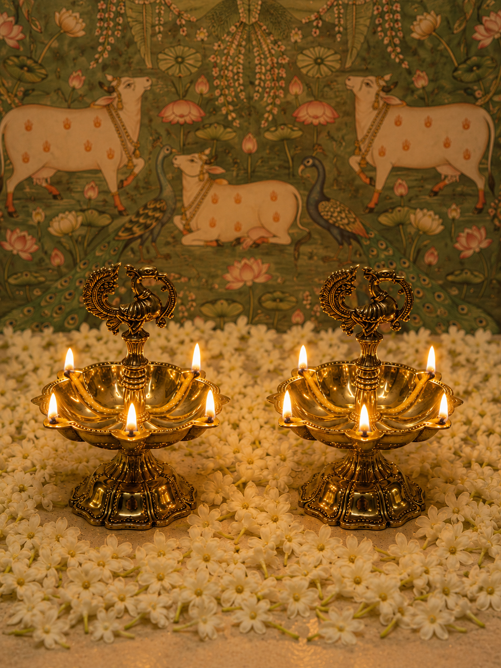 Peacock Brass Diya – 2 units