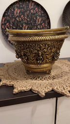 Ashta Laxmi Brass Flower Basket – 8 Inch Diameter