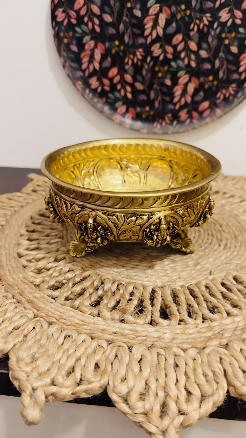 Traditional Brass Ashta Lakshmi Urli –5.5 Inch Diameter
