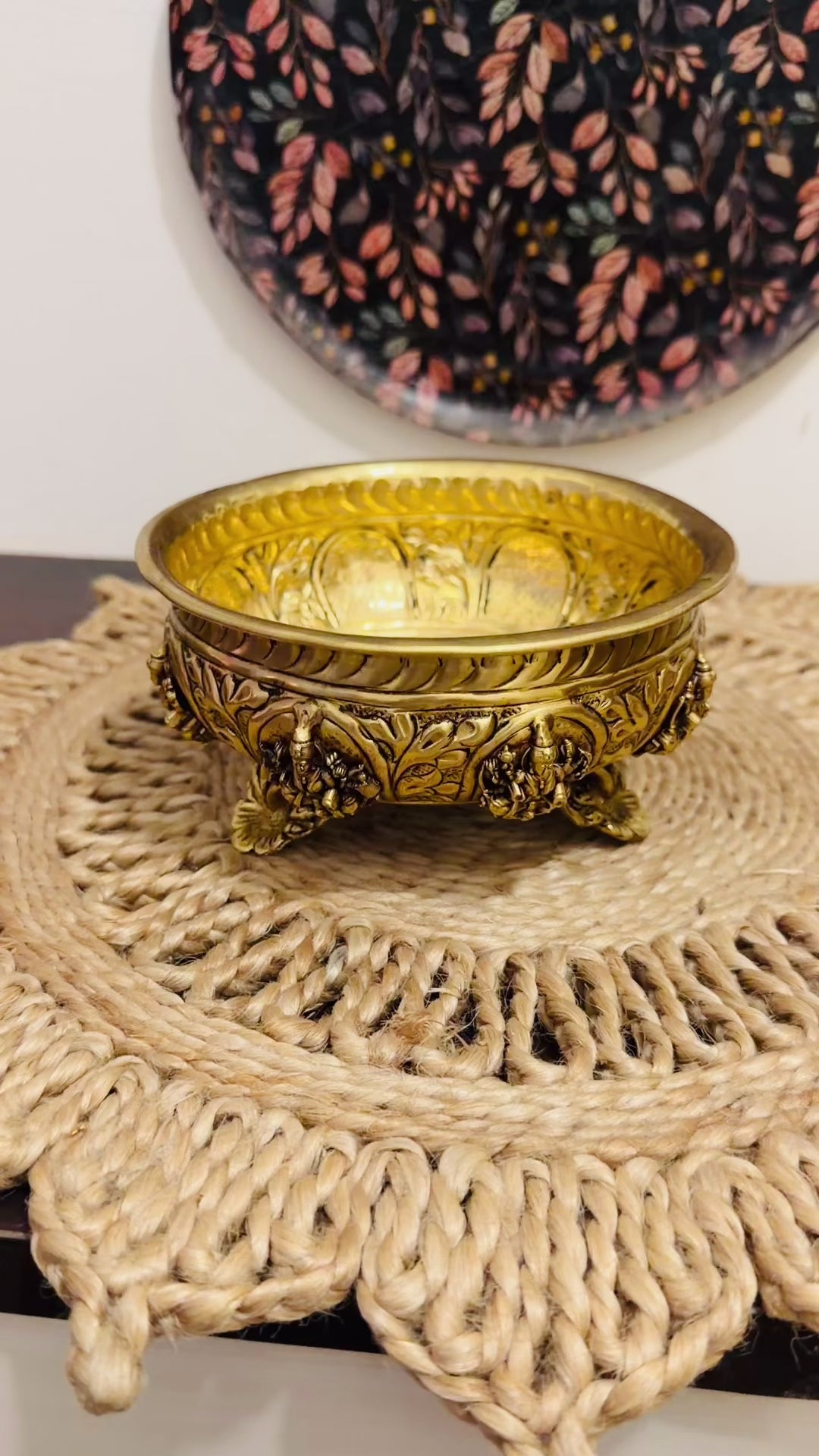 Traditional Brass Ashta Lakshmi Urli –5.5 Inch Diameter