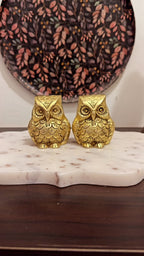Brass Owl Pair – 2.5 Inch | Handcrafted Symbol of Wisdom & Prosperity (510 gm)