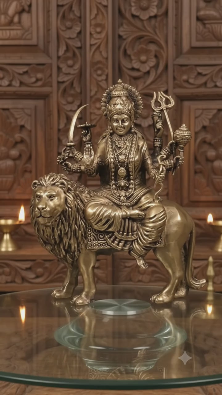 Mahishasura Mardini Durga Maa Brass Idol – 4-Inch