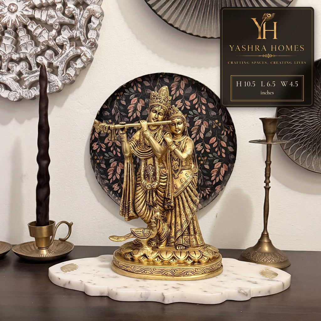 Premium Handcrafted Brass Radha Krishna Idol – 10.5 Inch 3.3 Kg