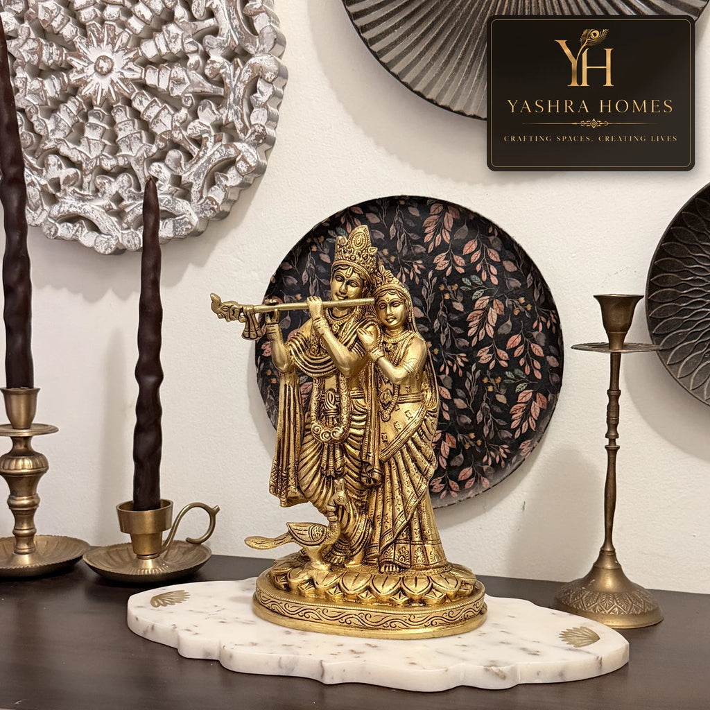 Premium Handcrafted Brass Radha Krishna Idol – 10.5 Inch 3.3 Kg