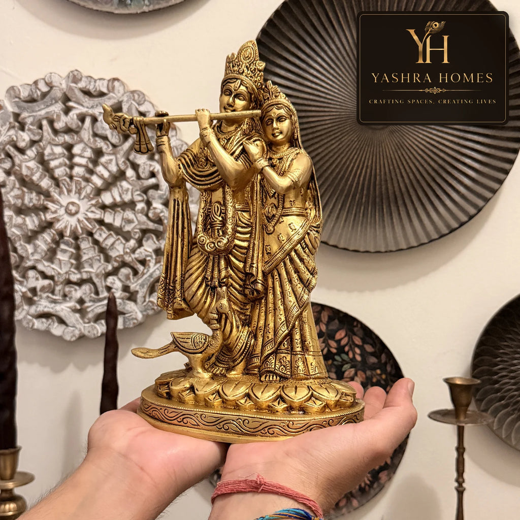 Premium Handcrafted Brass Radha Krishna Idol – 10.5 Inch 3.3 Kg