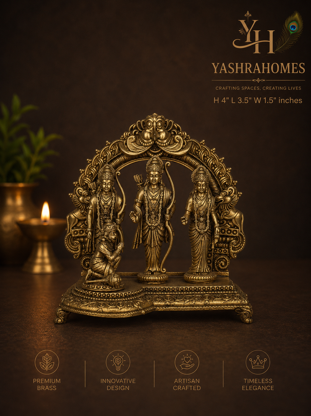 Ramdarbar brass Idol – 4-Inch