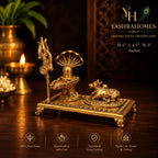 Handcrafted Brass Shivling with Nandi & Trishul 4 Inches 428Gm