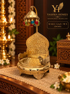 Brass Singhasan Round with Detachable Chattra 14.5 inch Medium